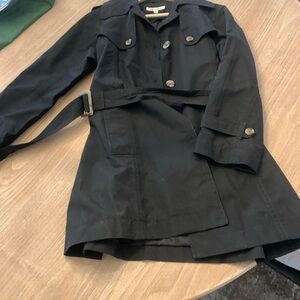 Women’s TravelSmith Black Trench Coat with Wide Lapel and Belt